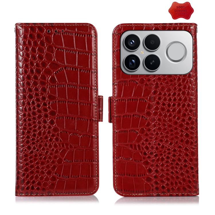 Crocodile Top Layer Cowhide Leather Phone Case, For Redmi A7 Pro 171mm / Poco C85x 5G, For Redmi Turbo 5 Max / Poco X8 Pro Max, For Redmi Turbo 5 5G / Poco X8 Pro 5G, For Redmi Note 15 Pro+ 5G Global 163.3, For Redmi Note 15 5G Global 164mm            ...