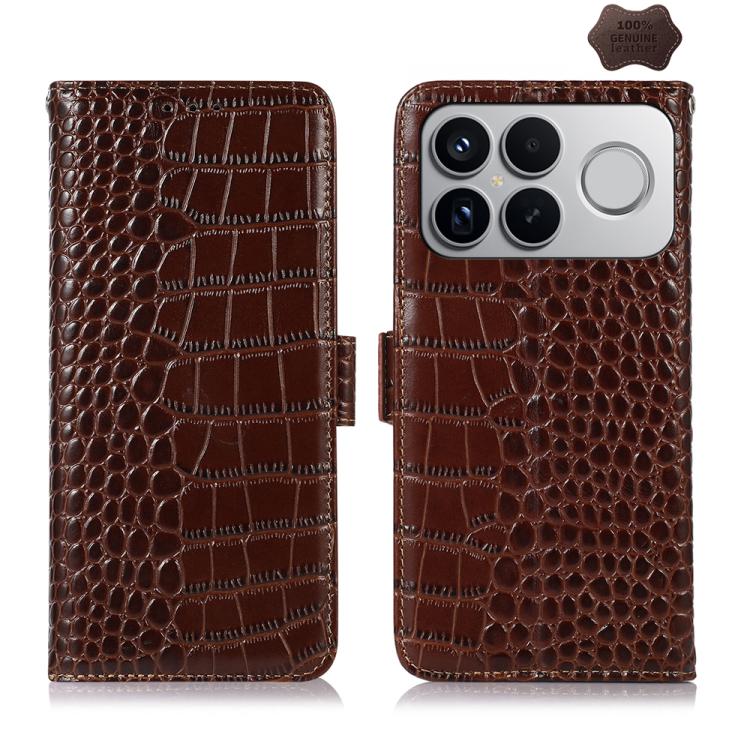 Crocodile Top Layer Cowhide Leather Phone Case, For Redmi A7 Pro 171mm / Poco C85x 5G, For Redmi Turbo 5 Max / Poco X8 Pro Max, For Redmi Turbo 5 5G / Poco X8 Pro 5G, For Redmi Note 15 Pro+ 5G Global 163.3, For Redmi Note 15 5G Global 164mm            ...