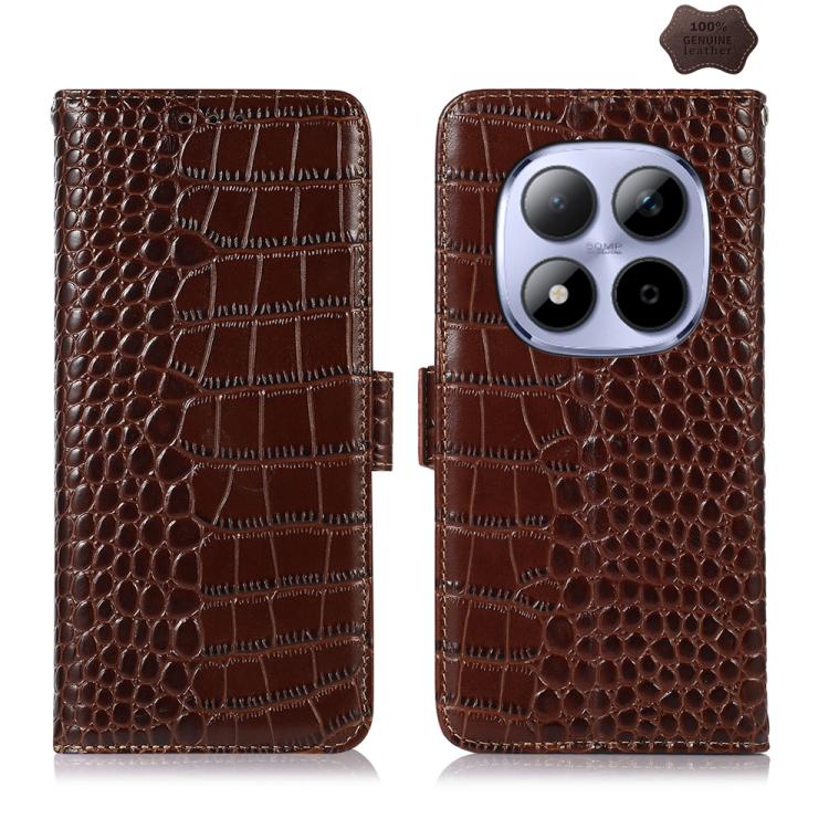 Crocodile Top Layer Cowhide Leather Phone Case, For Redmi A7 Pro 171mm / Poco C85x 5G, For Redmi Turbo 5 Max / Poco X8 Pro Max, For Redmi Turbo 5 5G / Poco X8 Pro 5G, For Redmi Note 15 Pro+ 5G Global 163.3, For Redmi Note 15 5G Global 164mm            ...