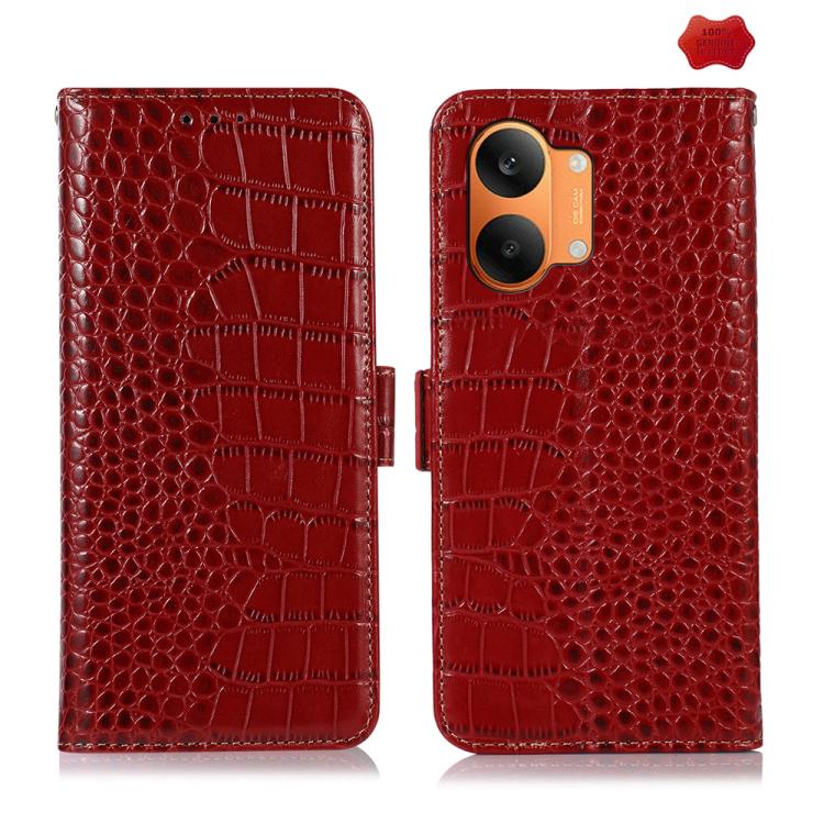 Crocodile Top Layer Cowhide Leather Phone Case, For Redmi 17 5G / 4G Global 170mm, For Redmi Note 17 4G Global 171mm, For Redmi A7 Pro 171mm / Poco C85x 5G, For Redmi Turbo 5 Max / Poco X8 Pro Max, For Redmi Turbo 5 5G / Poco X8 Pro 5G                 ...