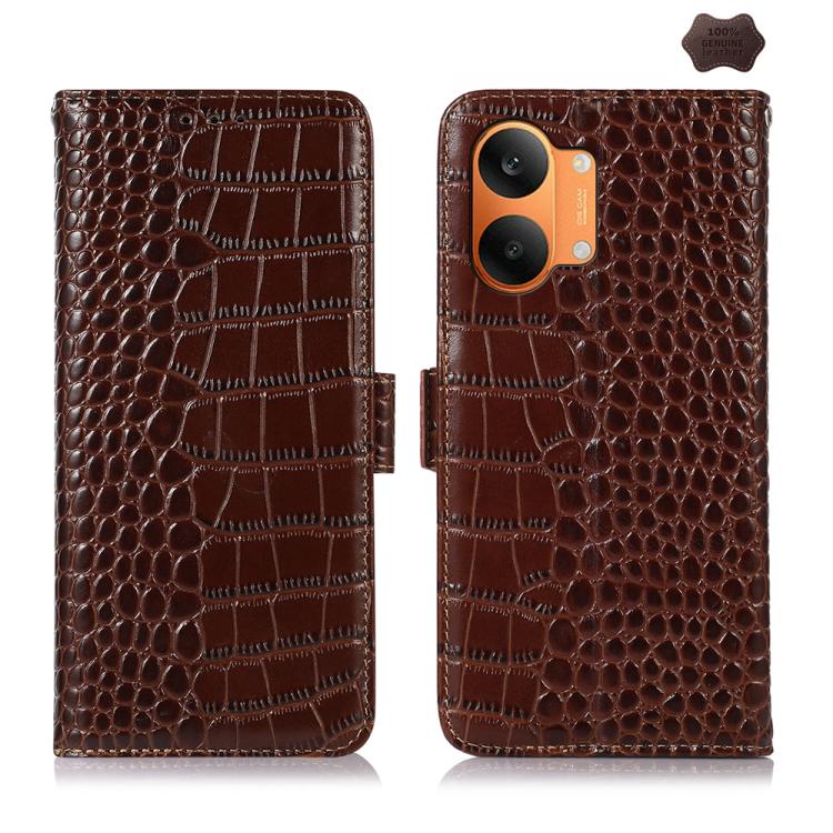 Crocodile Top Layer Cowhide Leather Phone Case, For Redmi 17 5G / 4G Global 170mm, For Redmi Note 17 4G Global 171mm, For Redmi A7 Pro 171mm / Poco C85x 5G, For Redmi Turbo 5 Max / Poco X8 Pro Max, For Redmi Turbo 5 5G / Poco X8 Pro 5G                 ...