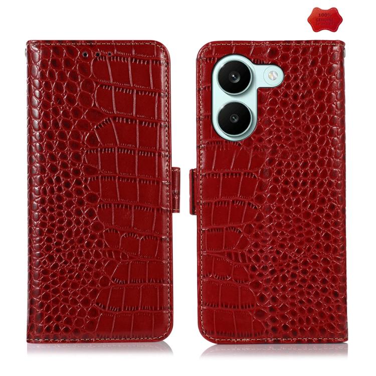 Crocodile Top Layer Cowhide Leather Phone Case, For Redmi A7 Pro 171mm / Poco C85x 5G, For Redmi Turbo 5 Max / Poco X8 Pro Max, For Redmi Turbo 5 5G / Poco X8 Pro 5G, For Redmi Note 15 Pro+ 5G Global 163.3, For Redmi Note 15 5G Global 164mm            ...