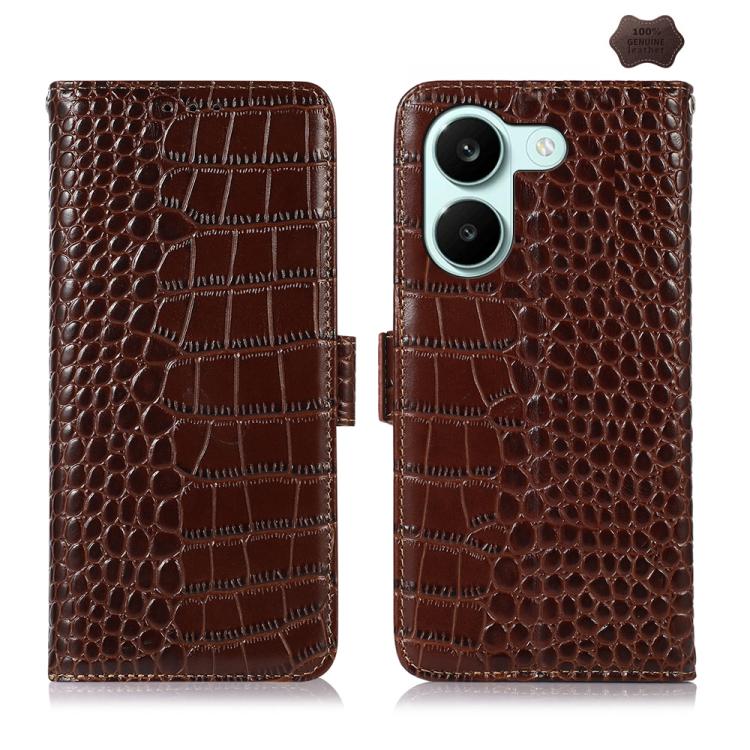 Crocodile Top Layer Cowhide Leather Phone Case, For Redmi A7 Pro 171mm / Poco C85x 5G, For Redmi Turbo 5 Max / Poco X8 Pro Max, For Redmi Turbo 5 5G / Poco X8 Pro 5G, For Redmi Note 15 Pro+ 5G Global 163.3, For Redmi Note 15 5G Global 164mm            ...