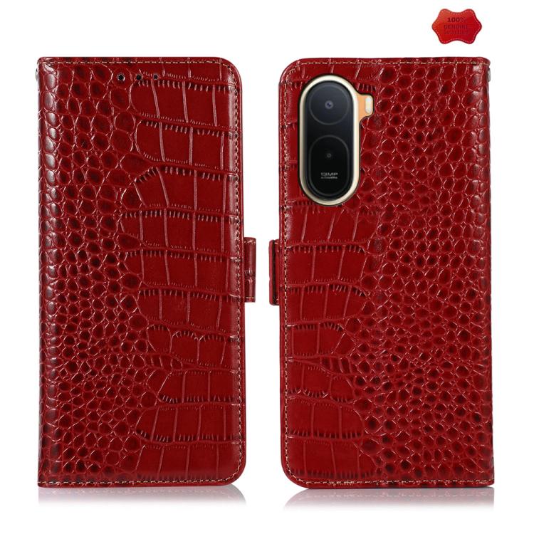 Crocodile Top Layer Cowhide Leather Phone Case, For Redmi 17 5G / 4G Global 170mm, For Redmi Note 17 4G Global 171mm, For Redmi A7 Pro 171mm / Poco C85x 5G, For Redmi Turbo 5 Max / Poco X8 Pro Max, For Redmi Turbo 5 5G / Poco X8 Pro 5G                 ...