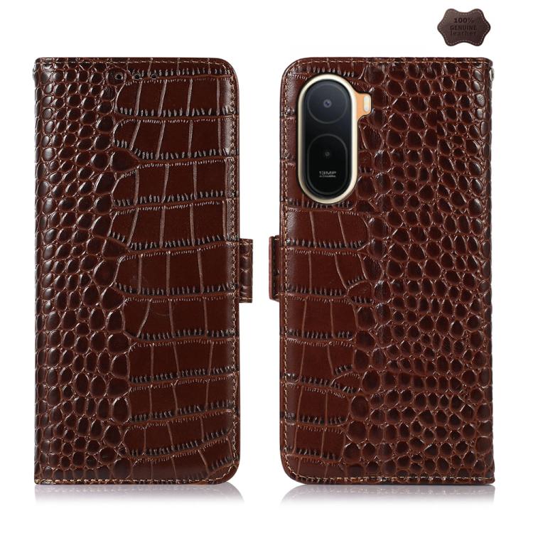 Crocodile Top Layer Cowhide Leather Phone Case, For Redmi 17 5G / 4G Global 170mm, For Redmi Note 17 4G Global 171mm, For Redmi A7 Pro 171mm / Poco C85x 5G, For Redmi Turbo 5 Max / Poco X8 Pro Max, For Redmi Turbo 5 5G / Poco X8 Pro 5G                 ...