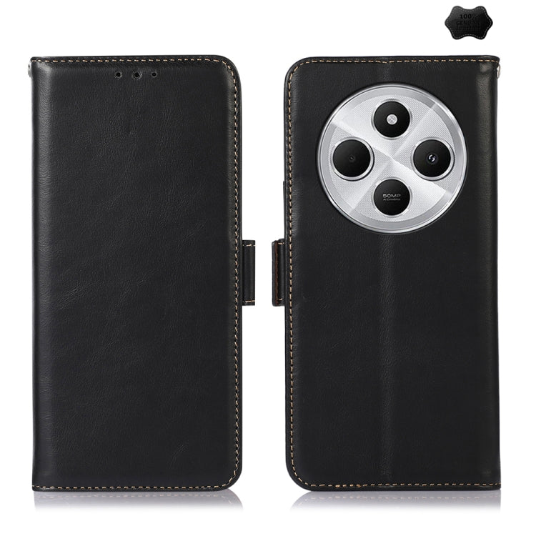 Magnetic Crazy Horse Texture Genuine Leather RFID Phone Case, For Redmi Note 15 Pro 5G Global 163.6mm, For Redmi Note 14 5G, For Redmi Note 14 Pro 5G, For Redmi 14C 4G