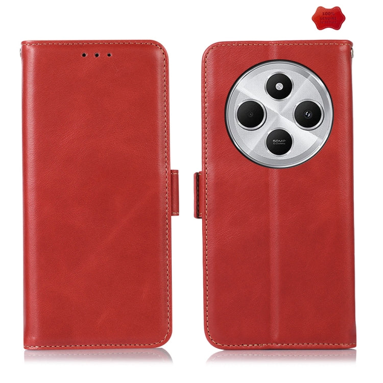 Magnetic Crazy Horse Texture Genuine Leather RFID Phone Case, For Redmi Note 15 Pro 5G Global 163.6mm, For Redmi Note 14 5G, For Redmi Note 14 Pro 5G, For Redmi 14C 4G