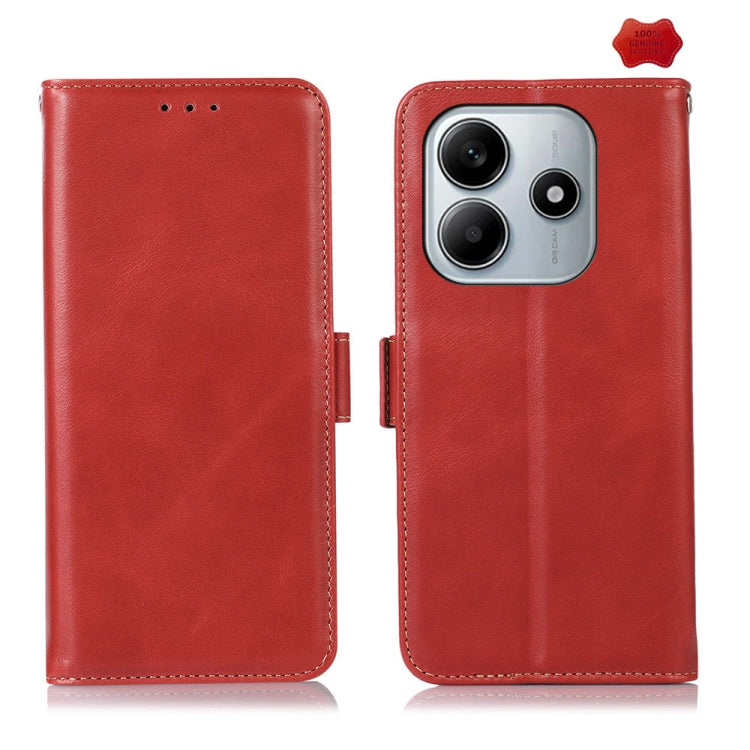 Magnetic Crazy Horse Texture Genuine Leather RFID Phone Case, For Redmi Note 15 Pro 5G Global 163.6mm, For Redmi Note 14 5G, For Redmi Note 14 Pro 5G, For Redmi 14C 4G