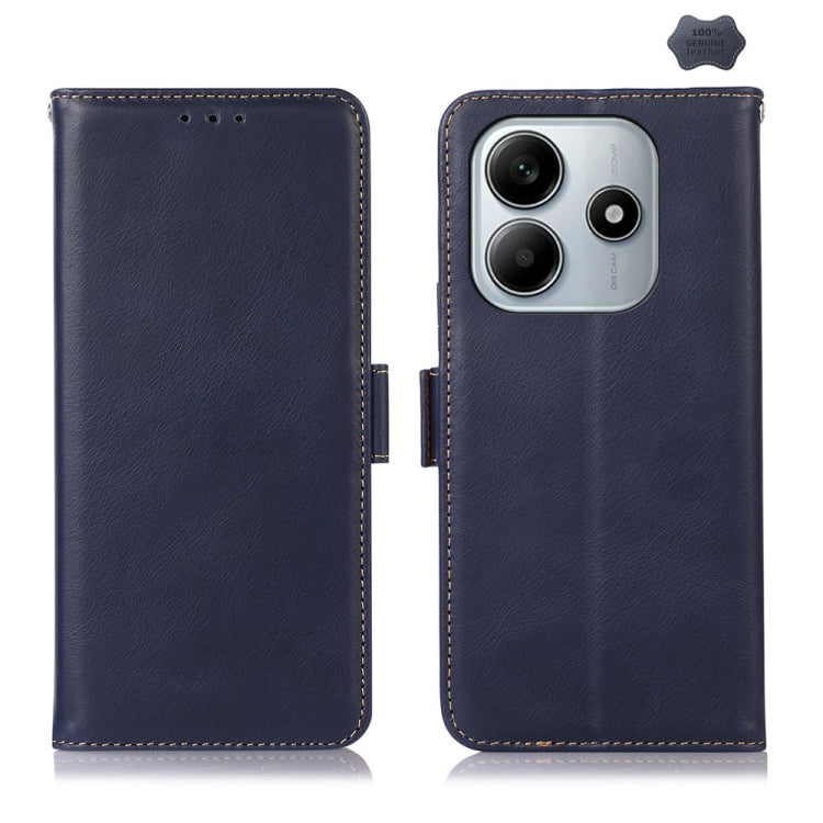 Magnetic Crazy Horse Texture Genuine Leather RFID Phone Case, For Redmi Note 15 Pro 5G Global 163.6mm, For Redmi Note 14 5G, For Redmi Note 14 Pro 5G, For Redmi 14C 4G