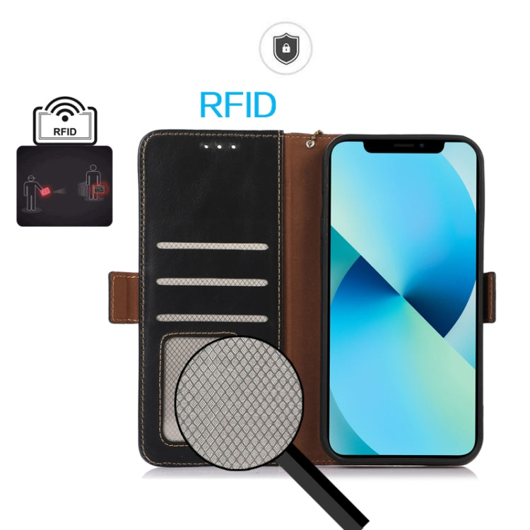 Magnetic Crazy Horse Texture Genuine Leather RFID Phone Case, For Redmi Note 14 Pro 5G, For Redmi 14C 4G