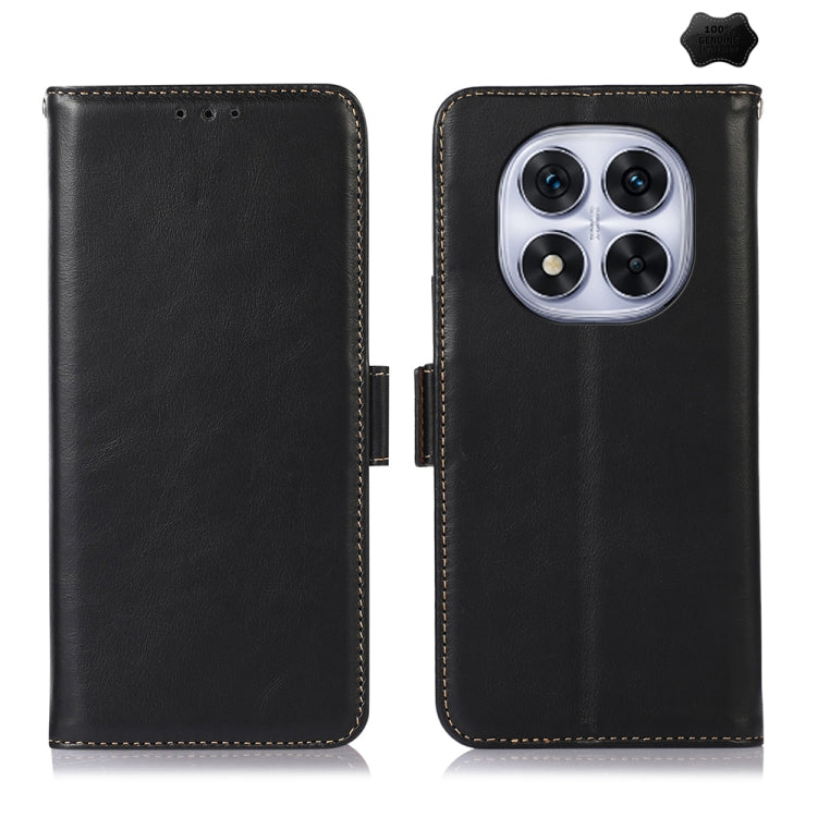 Magnetic Crazy Horse Texture Genuine Leather RFID Phone Case, For Redmi Note 15 Pro 5G Global 163.6mm, For Redmi Note 14 5G, For Redmi Note 14 Pro 5G, For Redmi 14C 4G