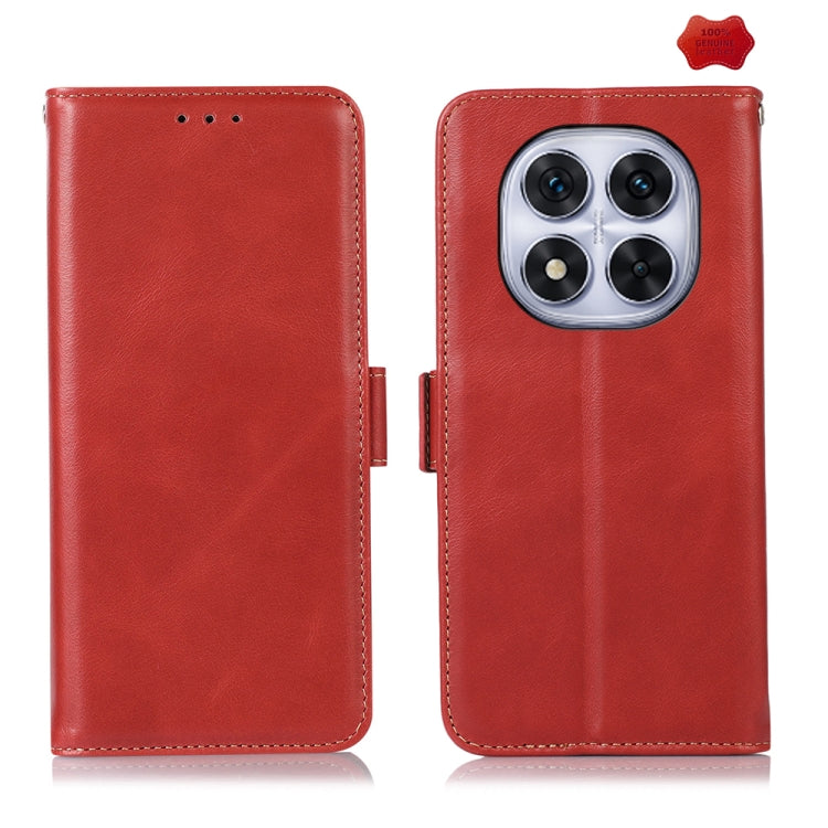 Magnetic Crazy Horse Texture Genuine Leather RFID Phone Case, For Redmi Note 15 Pro 5G Global 163.6mm, For Redmi Note 14 5G, For Redmi Note 14 Pro 5G, For Redmi 14C 4G