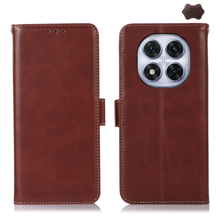 Magnetic Crazy Horse Texture Genuine Leather RFID Phone Case, For Redmi Note 15 Pro 5G Global 163.6mm, For Redmi Note 14 5G, For Redmi Note 14 Pro 5G, For Redmi 14C 4G