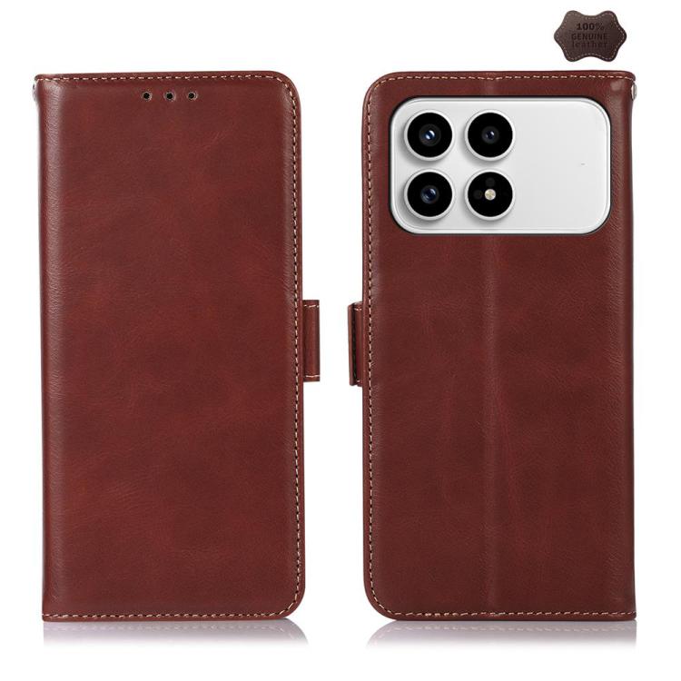 Magnetic Crazy Horse Texture Genuine Leather RFID Phone Case, For Redmi A7 Pro 171mm / Poco C85x 5G, For Redmi Turbo 5 Max / Poco X8 Pro Max, For Redmi Turbo 5 5G / Poco X8 Pro 5G, For Redmi Note 15 Pro+ 5G Global 163.3mm                               ...