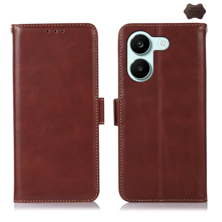 Magnetic Crazy Horse Texture Genuine Leather RFID Phone Case, For Redmi A7 Pro 171mm / Poco C85x 5G, For Redmi Turbo 5 Max / Poco X8 Pro Max, For Redmi Turbo 5 5G / Poco X8 Pro 5G, For Redmi Note 15 Pro+ 5G Global 163.3mm                               ...