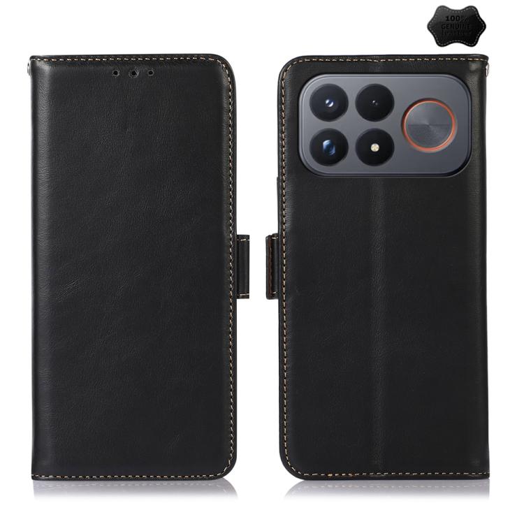 Magnetic Crazy Horse Texture Genuine Leather RFID Phone Case, For Redmi Note 17 4G Global 169.7mm, For Redmi Note 17 Pro+ 5G Global 163.4mm, For Redmi Note 17 Pro 5G Global 163.5mm, For Redmi K100 Pro Max/Poco F9 Ultra 5G                               ...