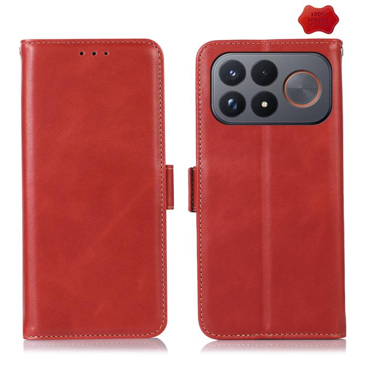 Magnetic Crazy Horse Texture Genuine Leather RFID Phone Case, For Redmi Note 17 4G Global 169.7mm, For Redmi Note 17 Pro+ 5G Global 163.4mm, For Redmi Note 17 Pro 5G Global 163.5mm, For Redmi K100 Pro Max/Poco F9 Ultra 5G                               ...