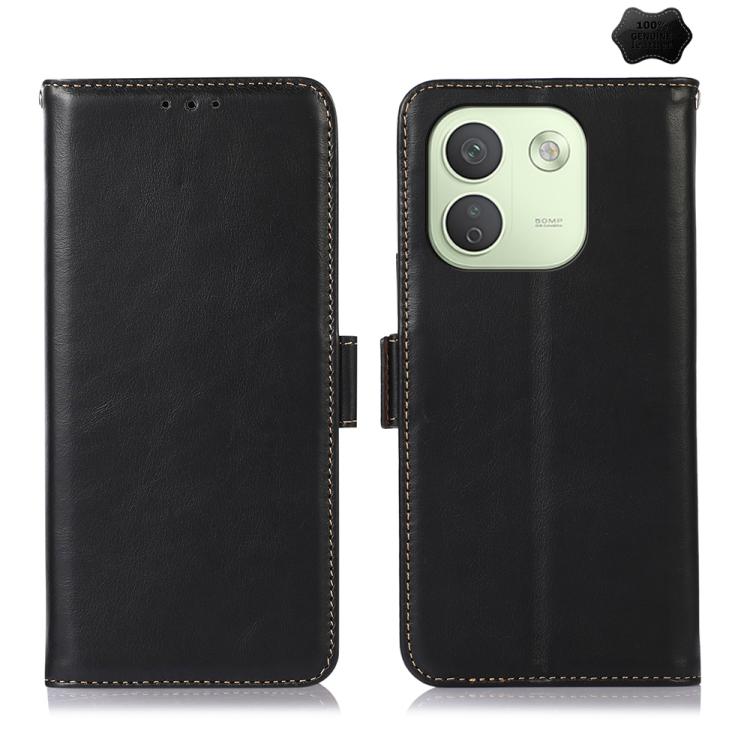 Magnetic Crazy Horse Texture Genuine Leather RFID Phone Case, For Redmi Note 17 4G Global 169.7mm, For Redmi Note 17 Pro+ 5G Global 163.4mm, For Redmi Note 17 Pro 5G Global 163.5mm, For Redmi K100 Pro Max/Poco F9 Ultra 5G                               ...
