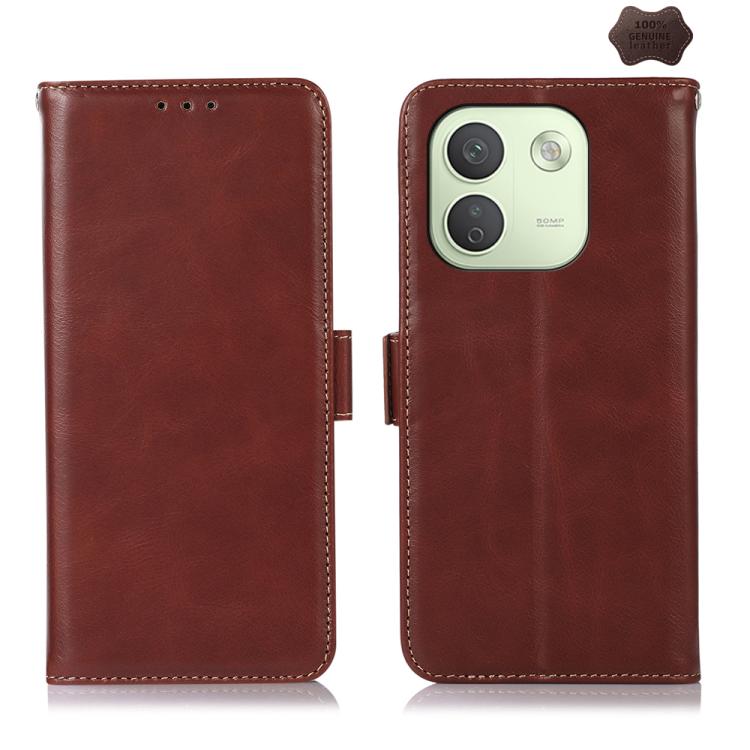 Magnetic Crazy Horse Texture Genuine Leather RFID Phone Case, For Redmi Note 17 4G Global 169.7mm, For Redmi Note 17 Pro+ 5G Global 163.4mm, For Redmi Note 17 Pro 5G Global 163.5mm, For Redmi K100 Pro Max/Poco F9 Ultra 5G                               ...