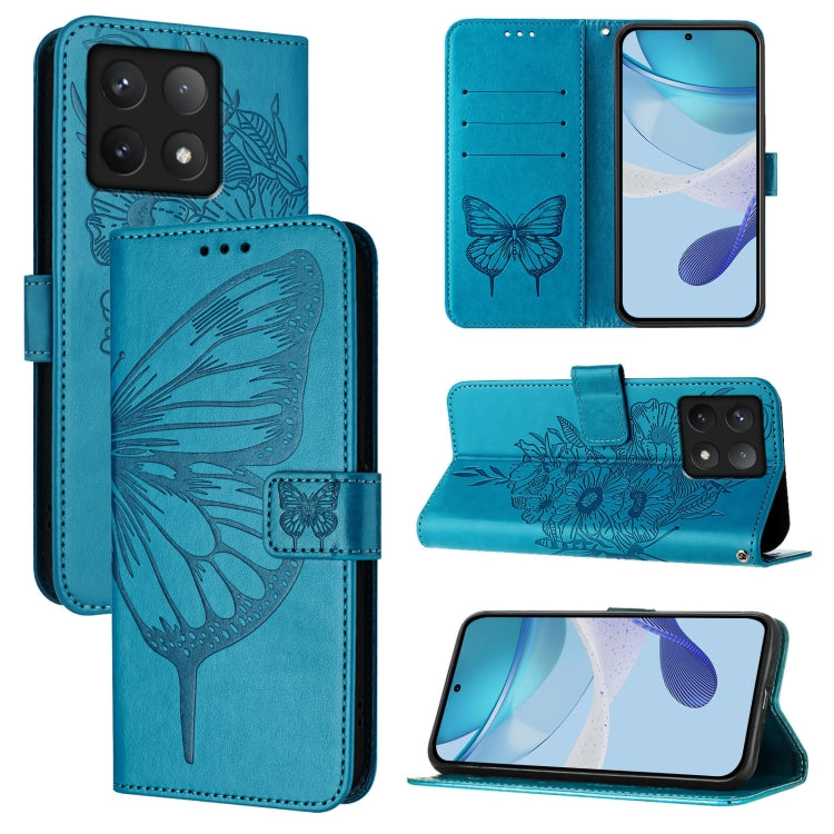 Embossed Butterfly Leather Phone Case, For Xiaomi 14T Pro, For Xiaomi 14T