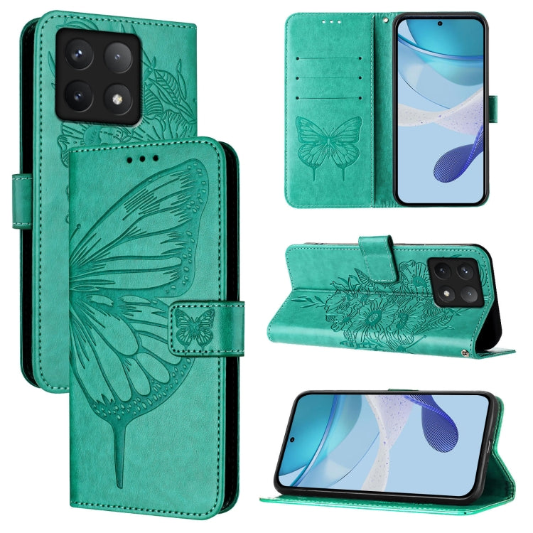 Embossed Butterfly Leather Phone Case, For Xiaomi 14T Pro, For Xiaomi 14T