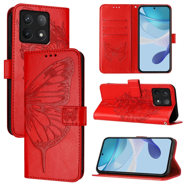 Embossed Butterfly Leather Phone Case, For Xiaomi 14T Pro, For Xiaomi 14T