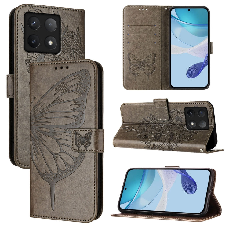 Embossed Butterfly Leather Phone Case, For Xiaomi 14T Pro, For Xiaomi 14T