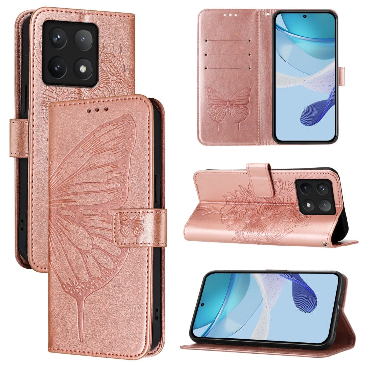 Embossed Butterfly Leather Phone Case, For Xiaomi 14T Pro, For Xiaomi 14T