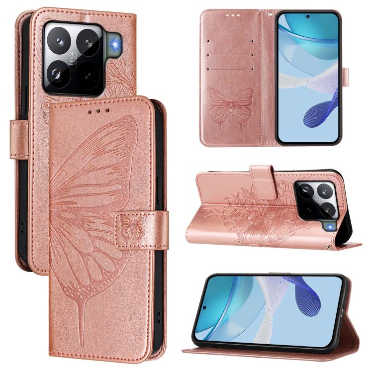 Embossed Butterfly Leather Phone Case, For Xiaomi 15S Pro 5G, For Xiaomi Poco M7 5G / C75 4G, For Xiaomi Poco X7, For Xiaomi 15 Ultra, For Xiaomi Poco X7 Pro, For Xiaomi Poco M7 Pro 5G Global
