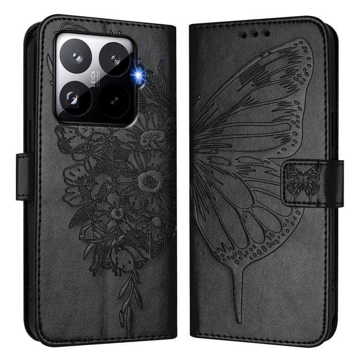 Embossed Butterfly Leather Phone Case, For Xiaomi 15T Pro 5G, For Xiaomi 15T 5G, For Xiaomi Civi 5 Pro 5G, For Xiaomi 15S Pro 5G, For Xiaomi Poco M7 5G / C75 4G, For Xiaomi Poco X7