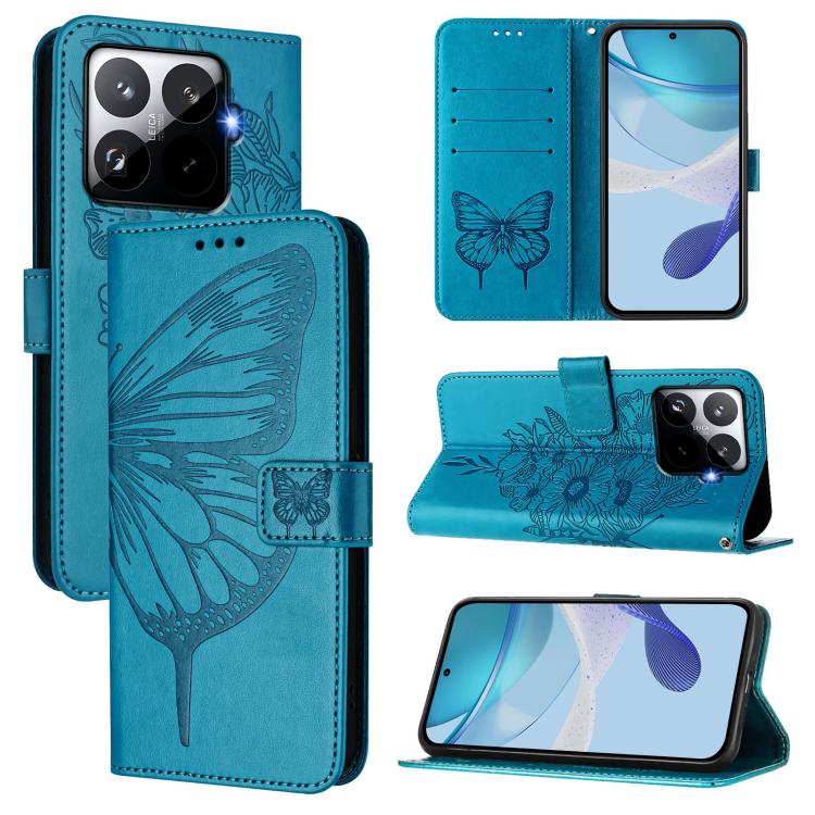 Embossed Butterfly Leather Phone Case, For Xiaomi 17 Max 5G, For Xiaomi 17T Pro 5G, For Xiaomi Poco M7 4G 169mm, For Xiaomi 15T Pro 5G, For Xiaomi 15T 5G, For Xiaomi Civi 5 Pro 5G