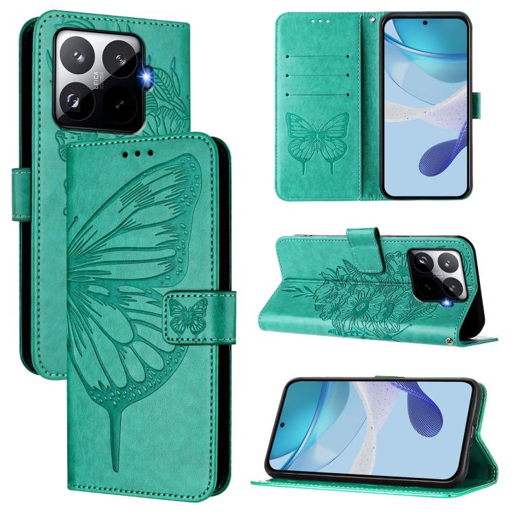 Embossed Butterfly Leather Phone Case, For Xiaomi 17 Max 5G, For Xiaomi 17T Pro 5G, For Xiaomi Poco M7 4G 169mm, For Xiaomi 15T Pro 5G, For Xiaomi 15T 5G, For Xiaomi Civi 5 Pro 5G