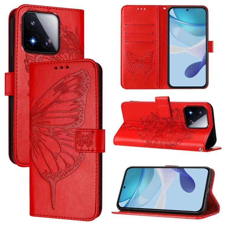 Embossed Butterfly Leather Phone Case, For Xiaomi 17 Max 5G, For Xiaomi 17T Pro 5G, For Xiaomi Poco M7 4G 169mm, For Xiaomi 15T Pro 5G, For Xiaomi 15T 5G, For Xiaomi Civi 5 Pro 5G