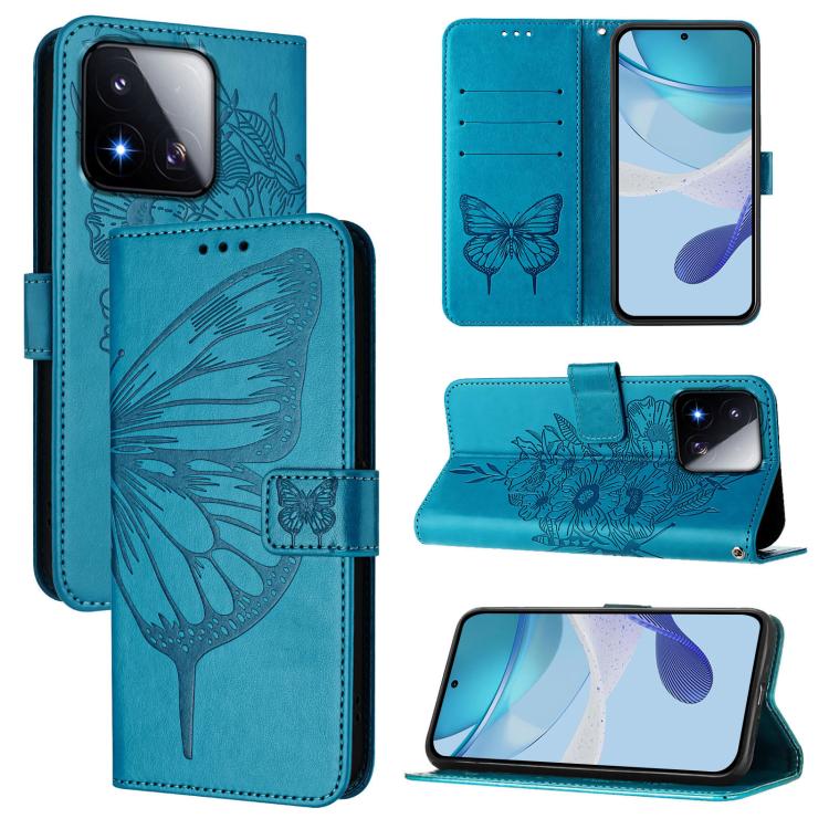 Embossed Butterfly Leather Phone Case, For Xiaomi 17 Max 5G, For Xiaomi 17T Pro 5G, For Xiaomi Poco M7 4G 169mm, For Xiaomi 15T Pro 5G, For Xiaomi 15T 5G, For Xiaomi Civi 5 Pro 5G