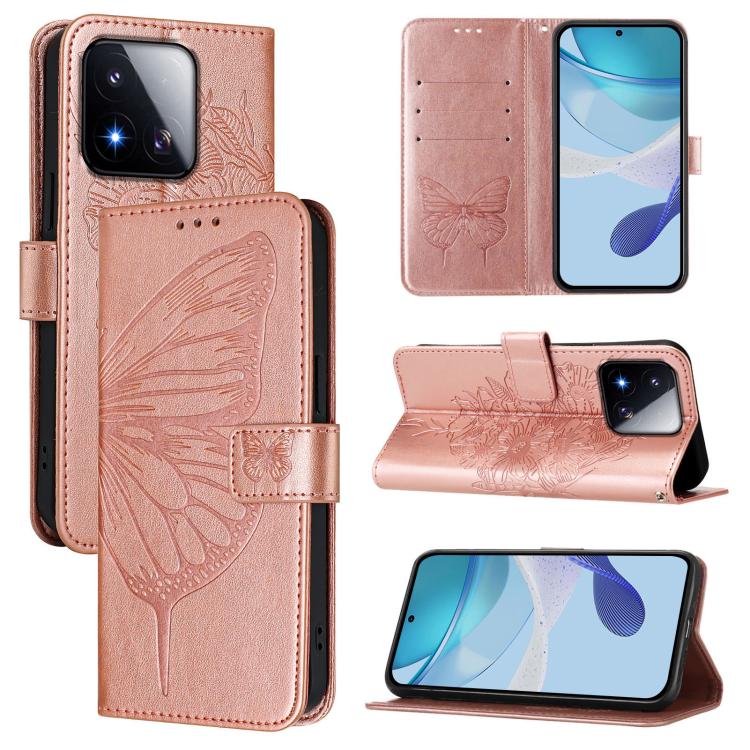 Embossed Butterfly Leather Phone Case, For Xiaomi 17 Max 5G, For Xiaomi 17T Pro 5G, For Xiaomi Poco M7 4G 169mm, For Xiaomi 15T Pro 5G, For Xiaomi 15T 5G, For Xiaomi Civi 5 Pro 5G
