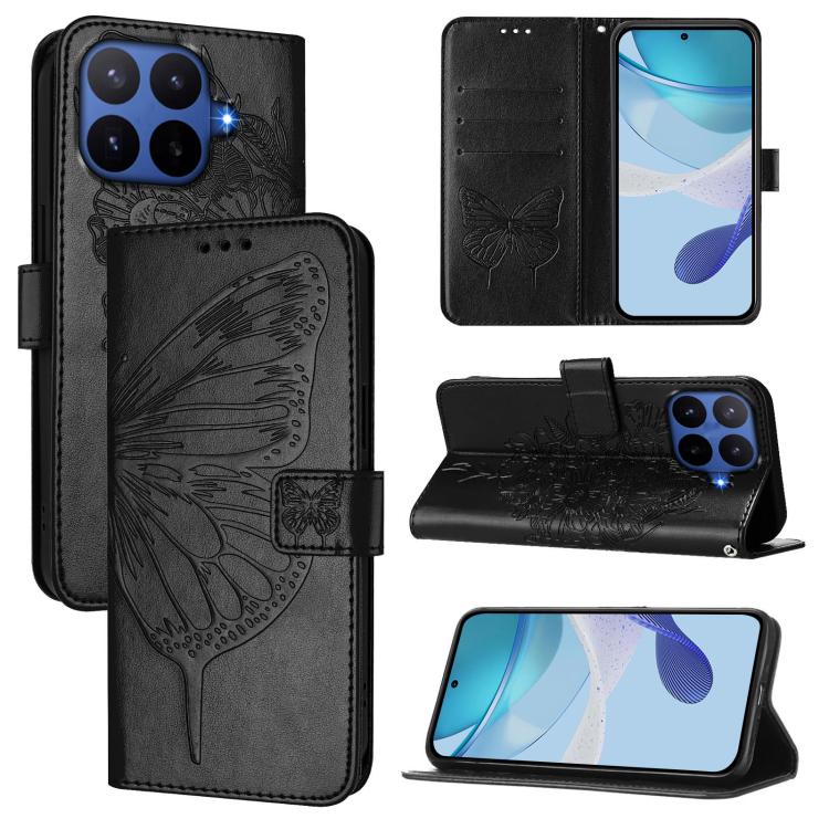 Embossed Butterfly Leather Phone Case, For Xiaomi 17 Max 5G, For Xiaomi 17T Pro 5G, For Xiaomi Poco M7 4G 169mm, For Xiaomi 15T Pro 5G, For Xiaomi 15T 5G, For Xiaomi Civi 5 Pro 5G