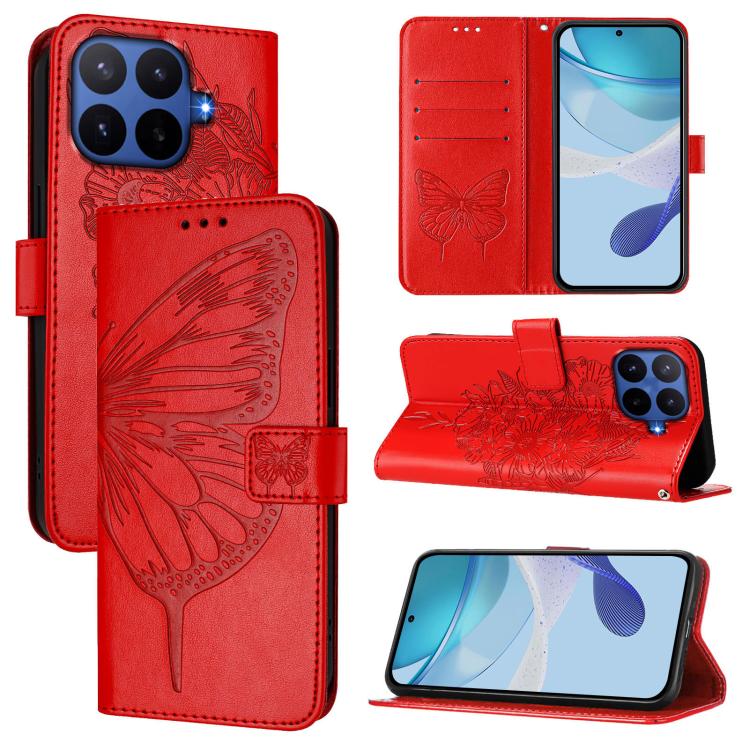 Embossed Butterfly Leather Phone Case, For Xiaomi 17 Max 5G, For Xiaomi 17T Pro 5G, For Xiaomi Poco M7 4G 169mm, For Xiaomi 15T Pro 5G, For Xiaomi 15T 5G, For Xiaomi Civi 5 Pro 5G