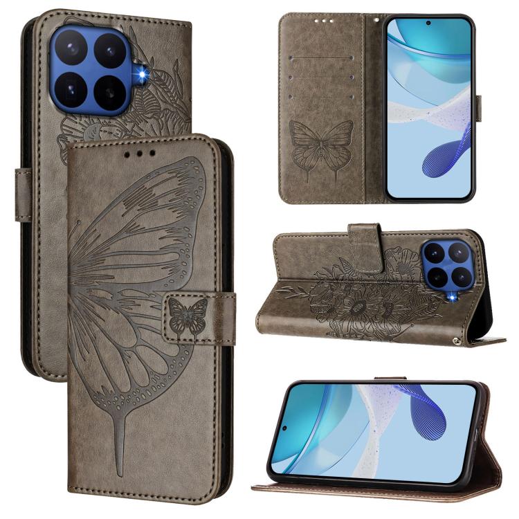 Embossed Butterfly Leather Phone Case, For Xiaomi 17 Max 5G, For Xiaomi 17T Pro 5G, For Xiaomi Poco M7 4G 169mm, For Xiaomi 15T Pro 5G, For Xiaomi 15T 5G, For Xiaomi Civi 5 Pro 5G