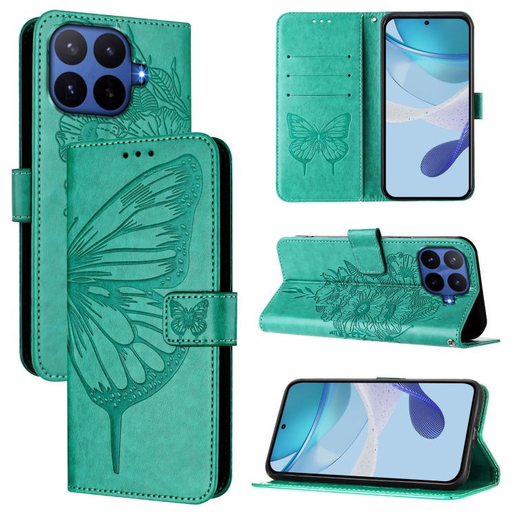 Embossed Butterfly Leather Phone Case, For Xiaomi 17 Max 5G, For Xiaomi 17T Pro 5G, For Xiaomi Poco M7 4G 169mm, For Xiaomi 15T Pro 5G, For Xiaomi 15T 5G, For Xiaomi Civi 5 Pro 5G