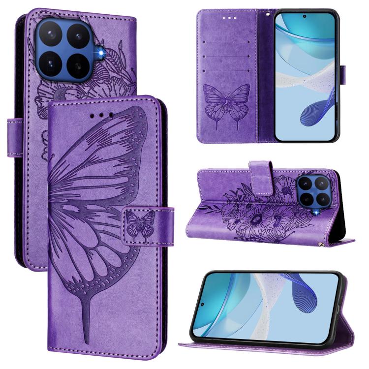 Embossed Butterfly Leather Phone Case, For Xiaomi 17 Max 5G, For Xiaomi 17T Pro 5G, For Xiaomi Poco M7 4G 169mm, For Xiaomi 15T Pro 5G, For Xiaomi 15T 5G, For Xiaomi Civi 5 Pro 5G