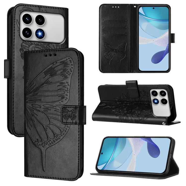 Embossed Butterfly Leather Phone Case, For Xiaomi Poco M8 Power 5G, For Xiaomi Poco F9 Ultra 5G, For Xiaomi Poco F9 Pro / Redmi K100 Pro 5G, For Xiaomi 17 Max 5G, For Xiaomi 17T Pro 5G, For Xiaomi Poco M7 4G 169mm