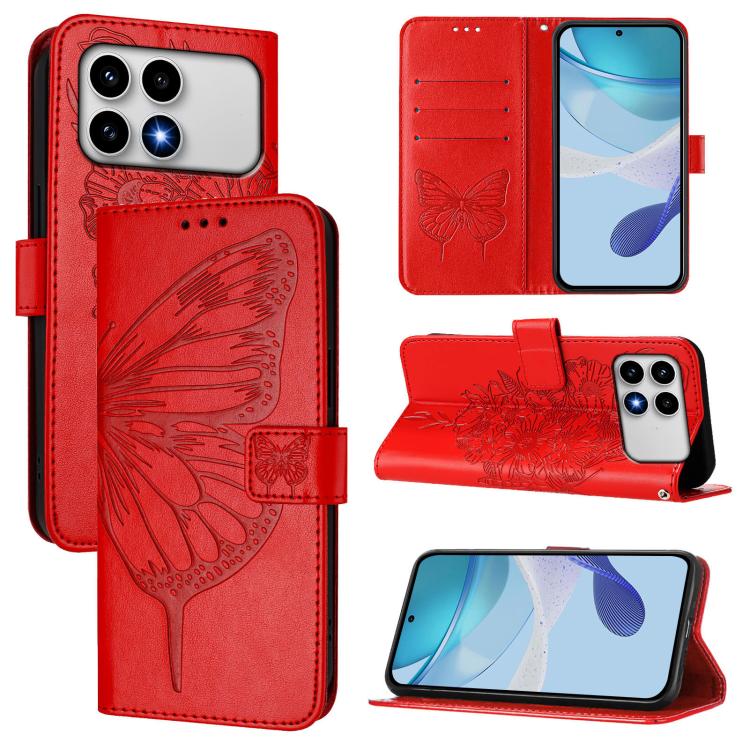Embossed Butterfly Leather Phone Case, For Xiaomi Poco M8 Power 5G, For Xiaomi Poco F9 Ultra 5G, For Xiaomi Poco F9 Pro / Redmi K100 Pro 5G, For Xiaomi 17 Max 5G, For Xiaomi 17T Pro 5G, For Xiaomi Poco M7 4G 169mm