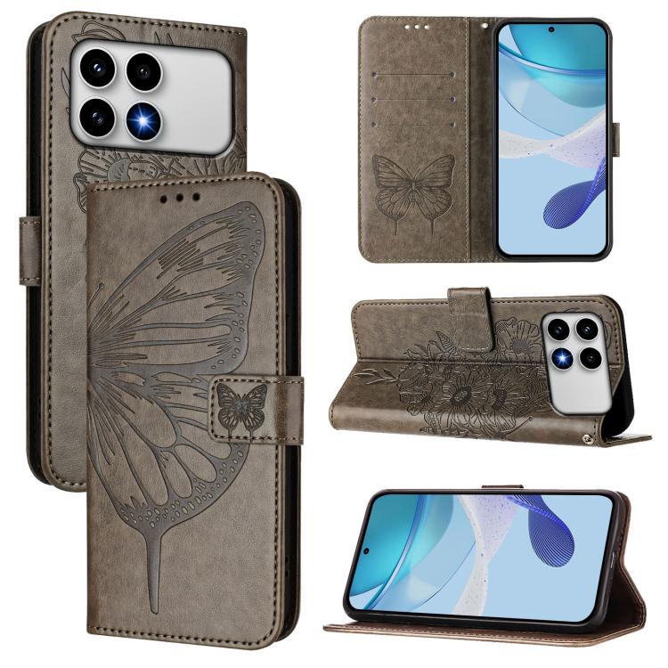 Embossed Butterfly Leather Phone Case, For Xiaomi Poco M8 Power 5G, For Xiaomi Poco F9 Ultra 5G, For Xiaomi Poco F9 Pro / Redmi K100 Pro 5G, For Xiaomi 17 Max 5G, For Xiaomi 17T Pro 5G, For Xiaomi Poco M7 4G 169mm