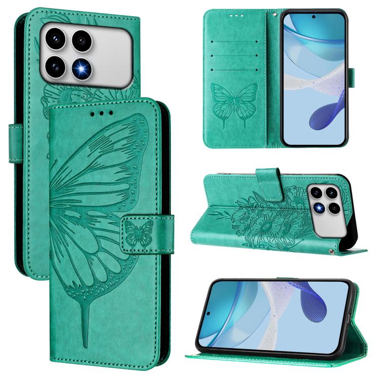 Embossed Butterfly Leather Phone Case, For Xiaomi Poco M8 Power 5G, For Xiaomi Poco F9 Ultra 5G, For Xiaomi Poco F9 Pro / Redmi K100 Pro 5G, For Xiaomi 17 Max 5G, For Xiaomi 17T Pro 5G, For Xiaomi Poco M7 4G 169mm