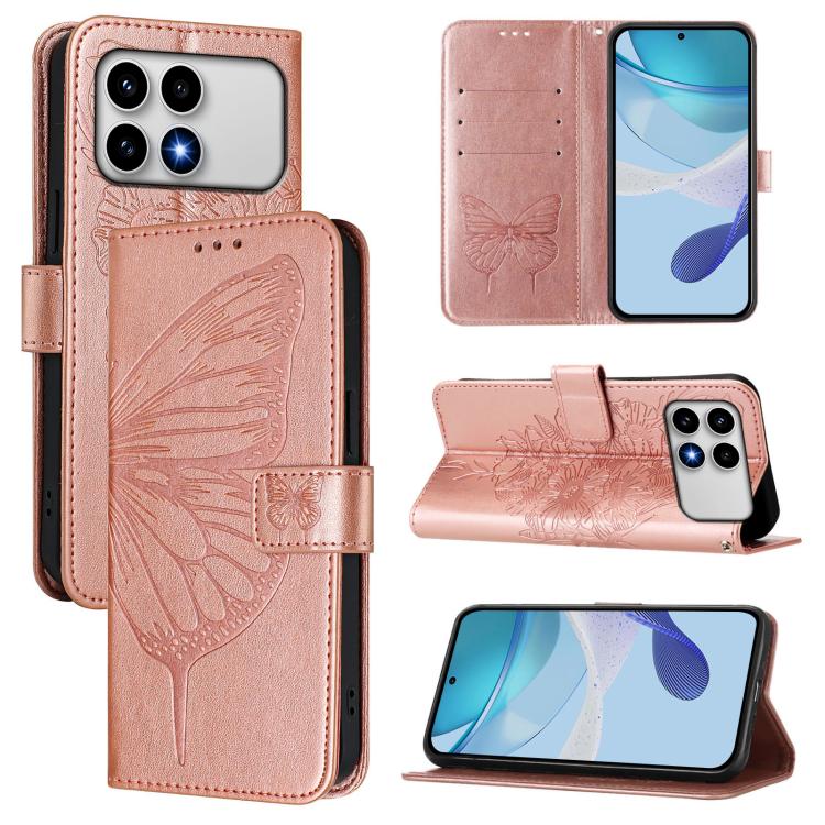 Embossed Butterfly Leather Phone Case, For Xiaomi Poco M8 Power 5G, For Xiaomi Poco F9 Ultra 5G, For Xiaomi Poco F9 Pro / Redmi K100 Pro 5G, For Xiaomi 17 Max 5G, For Xiaomi 17T Pro 5G, For Xiaomi Poco M7 4G 169mm