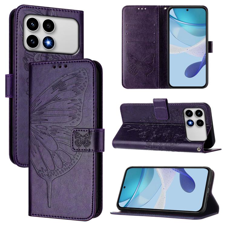 Embossed Butterfly Leather Phone Case, For Xiaomi Poco M8 Power 5G, For Xiaomi Poco F9 Ultra 5G, For Xiaomi Poco F9 Pro / Redmi K100 Pro 5G, For Xiaomi 17 Max 5G, For Xiaomi 17T Pro 5G, For Xiaomi Poco M7 4G 169mm