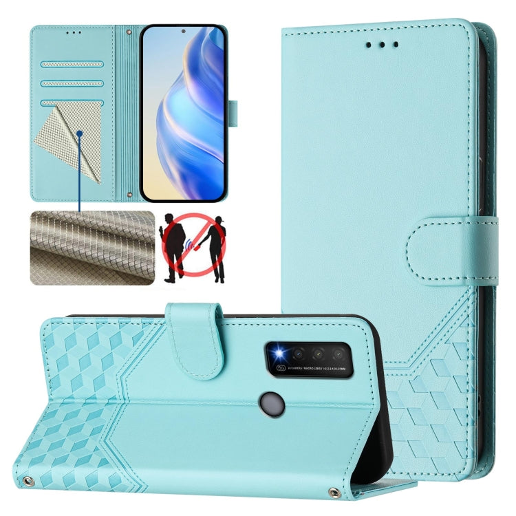 Honeycomb Embossing RFID Leather Phone Case, For TCL 30T, For TCL 30Z, For TCL 30 5G / 4G / 30+, For TCL 30 SE, For TCL 30 XE 5G, For TCL 20R