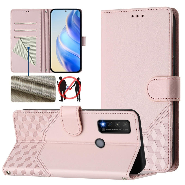 Honeycomb Embossing RFID Leather Phone Case, For TCL 30T, For TCL 30Z, For TCL 30 5G / 4G / 30+, For TCL 30 SE, For TCL 30 XE 5G, For TCL 20R
