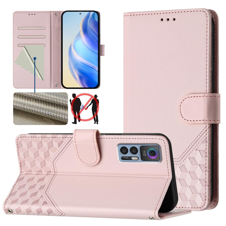 Honeycomb Embossing RFID Leather Phone Case, For TCL 30T, For TCL 30Z, For TCL 30 5G / 4G / 30+, For TCL 30 SE, For TCL 30 XE 5G, For TCL 20R
