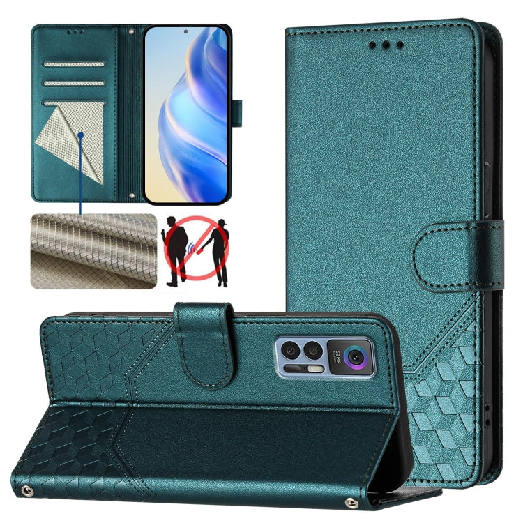 Honeycomb Embossing RFID Leather Phone Case, For TCL 30T, For TCL 30Z, For TCL 30 5G / 4G / 30+, For TCL 30 SE, For TCL 30 XE 5G, For TCL 20R